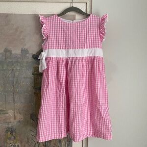 Lil Cactus Pink Gingham Checkered Dress with White Band